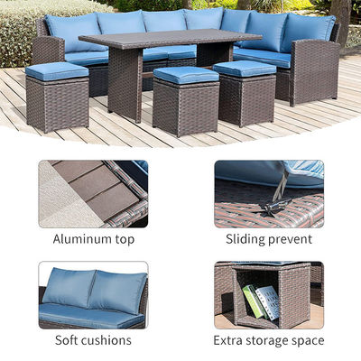 Outdoor Sofa Patio Garden Balcony Pool Beach Woven PE Wicker Rattan Lounge Modular Sofa Set