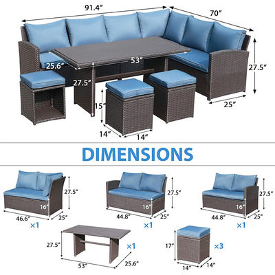 Outdoor Sofa Patio Garden Balcony Pool Beach Woven PE Wicker Rattan Lounge Modular Sofa Set