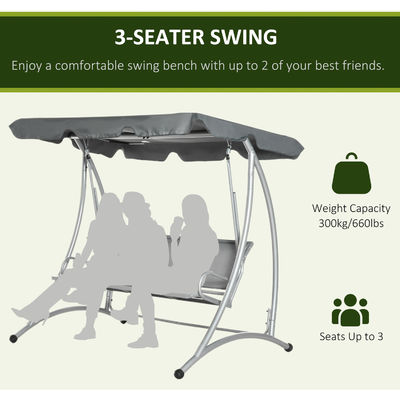 190L x 130W x 172H cm Garden Hammock Bench Swing with Adjustable Canopy by AJUNION
