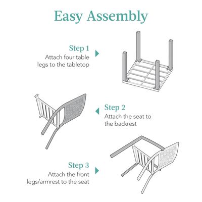 Outdoor Furniture AJUNION Modern Steel KD Frame Garden Set Stackable Chair Bistro Set