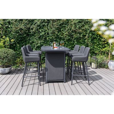Outdoor Luxury Bar Set Furniture Aluminum Garden Furniture Dining Set with Fire Pit 87kg