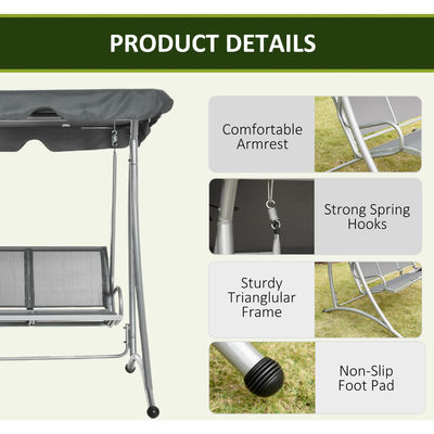 190L x 130W x 172H cm Garden Hammock Bench Swing with Adjustable Canopy by AJUNION