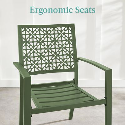 Outdoor Furniture AJUNION Modern Steel KD Frame Garden Set Stackable Chair Bistro Set