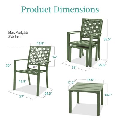 Outdoor Furniture AJUNION Modern Steel KD Frame Garden Set Stackable Chair Bistro Set