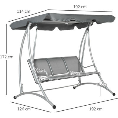 190L x 130W x 172H cm Garden Hammock Bench Swing with Adjustable Canopy by AJUNION
