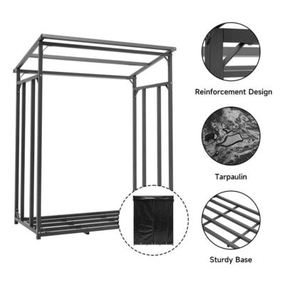High Capacity W110 x D70 x H145cm Firewood Rack Storage Log Holder for Indoor Outdoor