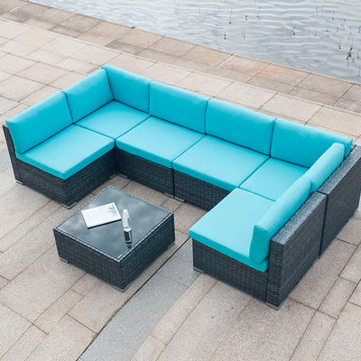 Hotel Outdoor Indoor Patio Garden Balcony Pool Beach Woven PE Wicker Rattan Lounge Sectional Modular Sofa Set