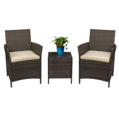 Outdoor Furniture Set with Stackable Armchairs and Synthetic Rattan Wicker Chairs