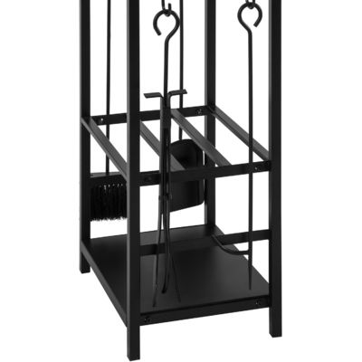 2 Tiers Firewood Rack W46 x D30 x H75cm Fireplace Log Holder with Fireplace and 4 Tools