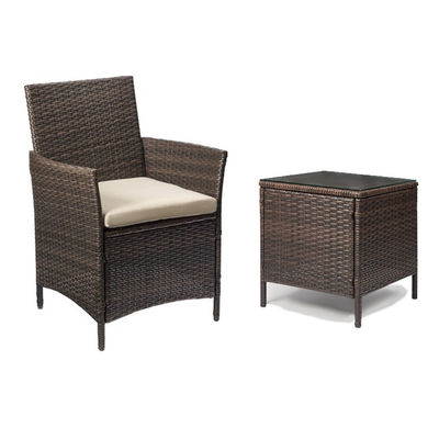 Outdoor Furniture Set with Stackable Armchairs and Synthetic Rattan Wicker Chairs