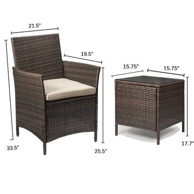 Outdoor Furniture Set with Stackable Armchairs and Synthetic Rattan Wicker Chairs