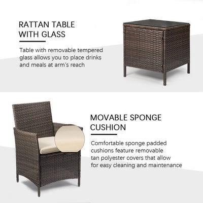 Outdoor Furniture Set with Stackable Armchairs and Synthetic Rattan Wicker Chairs