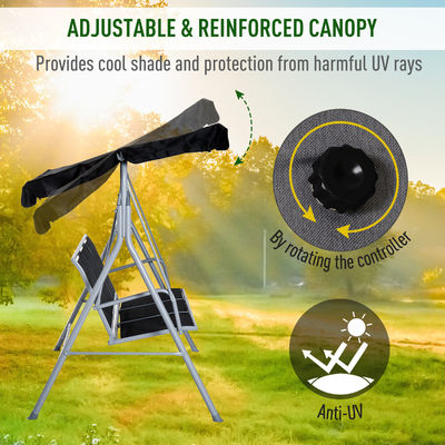 170W x 153H cm Metal Outdoor Swing Chair Garden Bench Hanging Hammock Chair Porch Swing
