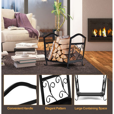 Indoor Outdoor AJUNION Heavy Duty 50kg Capacity Firewood Log Rack Metal Frame Log Holder Firewood Storage Rack