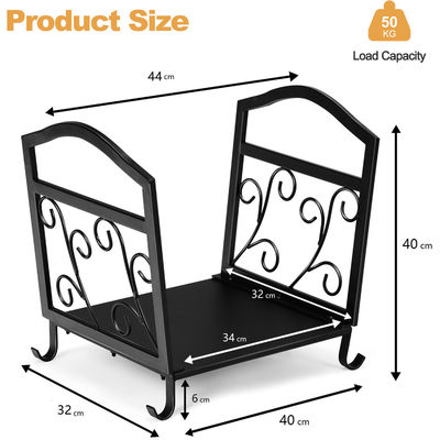 Indoor Outdoor AJUNION Heavy Duty 50kg Capacity Firewood Log Rack Metal Frame Log Holder Firewood Storage Rack