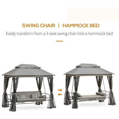 Metal AJUNION Outdoor Patio Daybed 3 in 1 Canopy Gazebo Swing Chair Garden Hammock with Mesh Mosquito Net