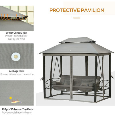Metal AJUNION Outdoor Patio Daybed 3 in 1 Canopy Gazebo Swing Chair Garden Hammock with Mesh Mosquito Net