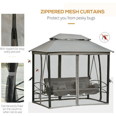 Metal AJUNION Outdoor Patio Daybed 3 in 1 Canopy Gazebo Swing Chair Garden Hammock with Mesh Mosquito Net