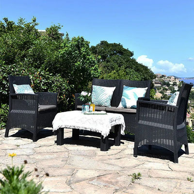 Transform Your Patio into a Nordic Paradise with Plastic Dinning Table and Chair Set