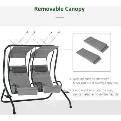 Patio Leisure Facilities AJUNION 2 Seater Outdoor Swing Hanging Chair with Canopy 37kg
