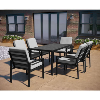 Outdoor Patio Set Dining Table L150xW90xH73cm with HDPE Tabletop and Metal Frame
