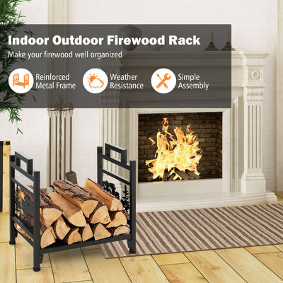 Durable Metal Firewood Rack for Decorative Fireplace Log Storage W33 x D45 x H44cm