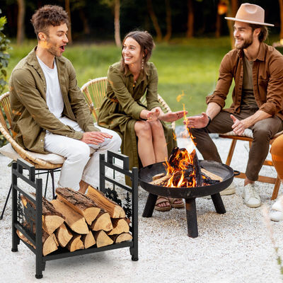 Durable Metal Firewood Rack for Decorative Fireplace Log Storage W33 x D45 x H44cm