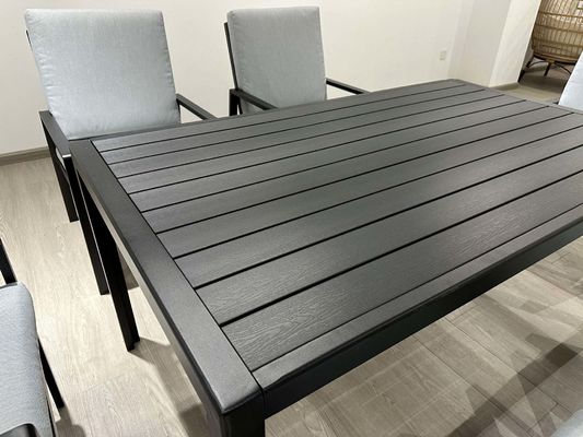 Outdoor Patio Set Dining Table L150xW90xH73cm with HDPE Tabletop and Metal Frame