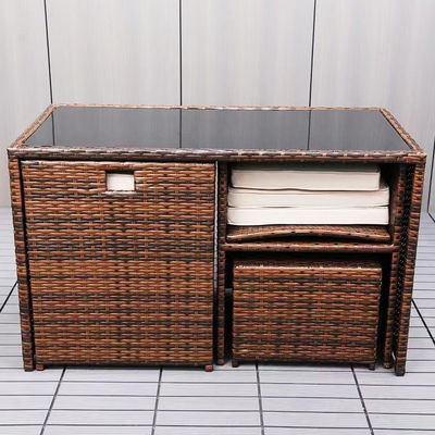 Space Saving Garden Set Modern Plastic Rattan Corner Table and Chair for Courtyard Patio