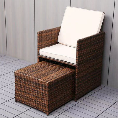 Space Saving Garden Set Modern Plastic Rattan Corner Table and Chair for Courtyard Patio