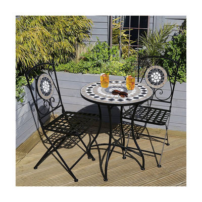 Sturdy Iron Garden Balcony Bistro Set with Modern Design Style and Ceramic Tile Coating