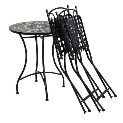 Sturdy Iron Garden Balcony Bistro Set with Modern Design Style and Ceramic Tile Coating