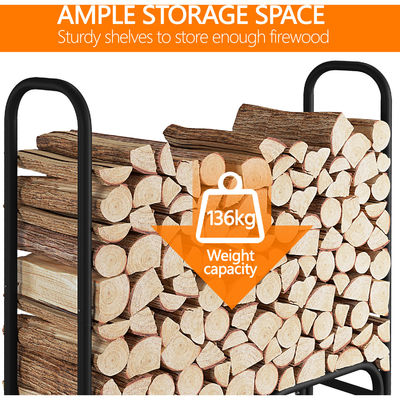 AJUNION Firewood Log Holder Rack for Indoor and Outdoor Storage W123 x D34 x H124.5cm