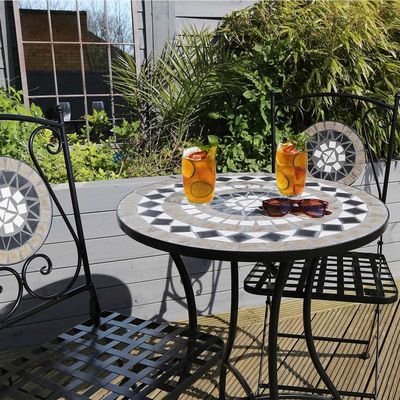 Sturdy Iron Garden Balcony Bistro Set with Modern Design Style and Ceramic Tile Coating