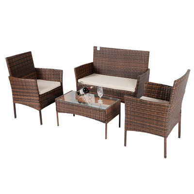 Outdoor Set Patio Garden Courtyard Four-piece Plastic Rattan Wicker Sofas Chair Table