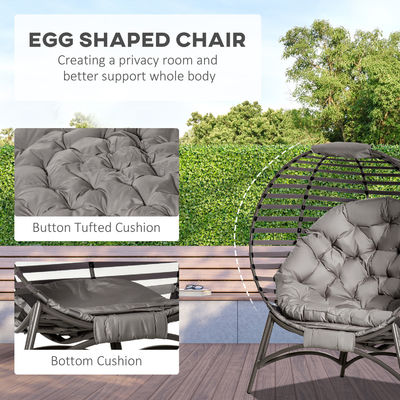 Upgrade Your Patio with AJUNION 2 Seater Egg Chair Foldable Steel Frame Modern Design