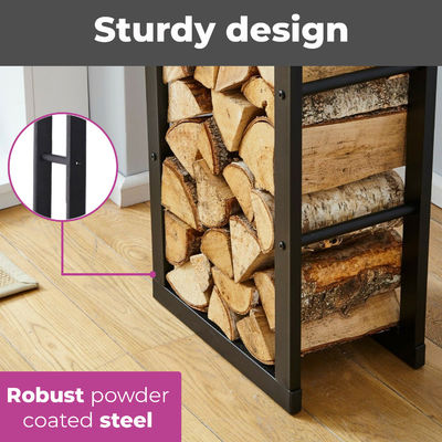 Sturdy Steel Firewood Storage Rack for Indoor and Outdoor Large Size W40x D25 x H150cm