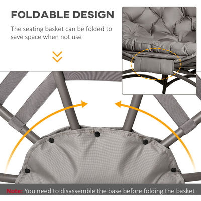 Upgrade Your Patio with AJUNION 2 Seater Egg Chair Foldable Steel Frame Modern Design