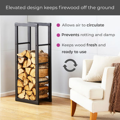 Sturdy Steel Firewood Storage Rack for Indoor and Outdoor Large Size W40x D25 x H150cm