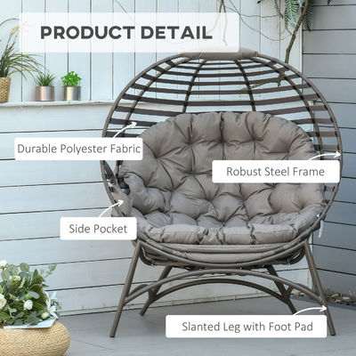 Upgrade Your Patio with AJUNION 2 Seater Egg Chair Foldable Steel Frame Modern Design