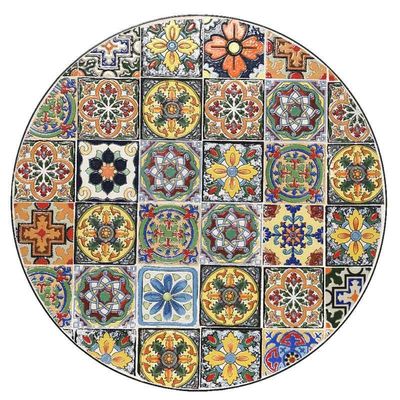 AJUNION 3pcs Outdoor Bistro Metal Table Chair Set Antique Mosaic Ceramic for Garden