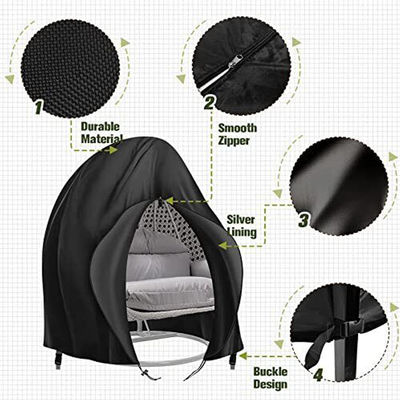 Plain Dyed Outdoor Patio Waterproof Heavy Duty 600D Large Double Hanging Swing Chair Dust Protector Covers