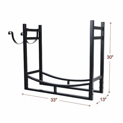 30inch Heavy Duty Firewood Rack Power Coated Steel Log Holder for Fireplace Decoration