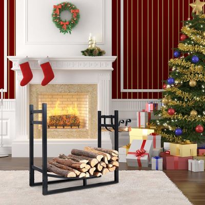 30inch Heavy Duty Firewood Rack Power Coated Steel Log Holder for Fireplace Decoration