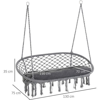 Outdoor Garden Patio Double Seat Hammock Chair Handmade with Cotton Rope Mail Packing