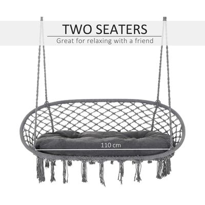 Outdoor Garden Patio Double Seat Hammock Chair Handmade with Cotton Rope Mail Packing