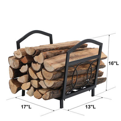 17&quot;L X 13&quot;W X 16&quot;H Small Firewood Log Holder Outdoor Steel Wood Storage Fireplace