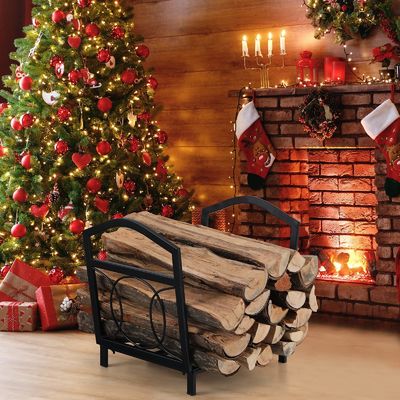 17&quot;L X 13&quot;W X 16&quot;H Small Firewood Log Holder Outdoor Steel Wood Storage Fireplace