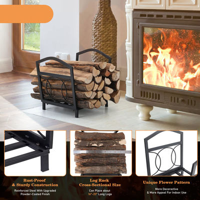 17&quot;L X 13&quot;W X 16&quot;H Small Firewood Log Holder Outdoor Steel Wood Storage Fireplace