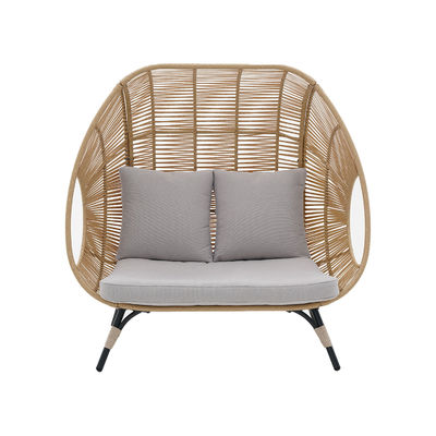 Comfortable Outdoor Double Seat Standing Egg Chair in PE Rattan and Steel Frame